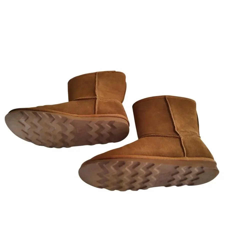 Time and Tru UGG Style‎ Mid-Calf Leather Boots Size 8 Chestnut Fur Lined Quality